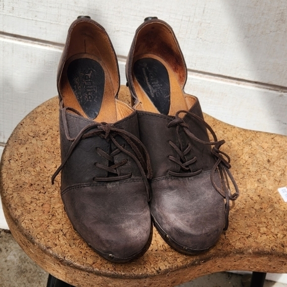 Sanita Theadora   Brown Leather Distressed Studded Heel Clog Oxford - Picture 6 of 7